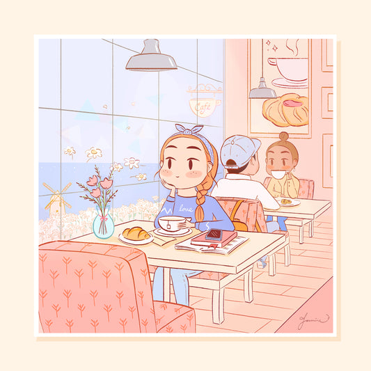 "At a Cafe" Art Print