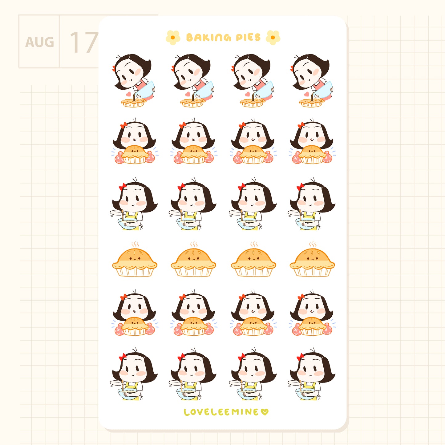Coco Baking Pies Sticker Sheet