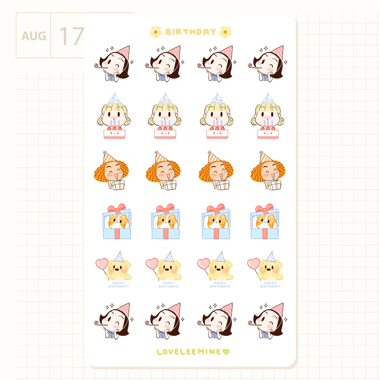 Happy Birthday Sticker Sheet