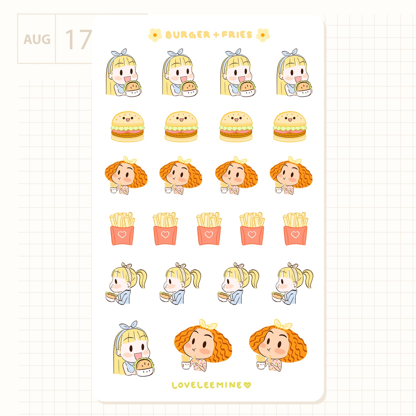 Burger & Fries Sticker Sheet