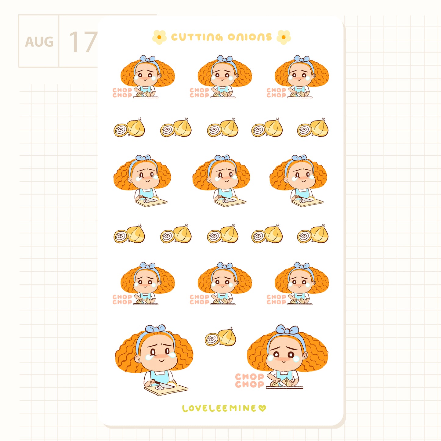 Cutting Onions Sticker Sheet