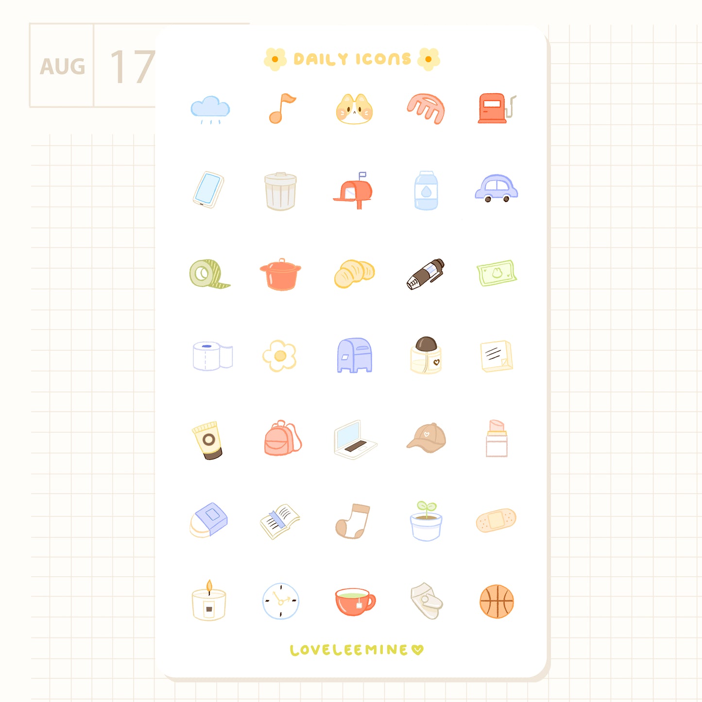 Daily Icons Sticker Sheet
