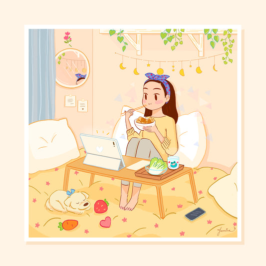 "Dinner In Bed" Art Print