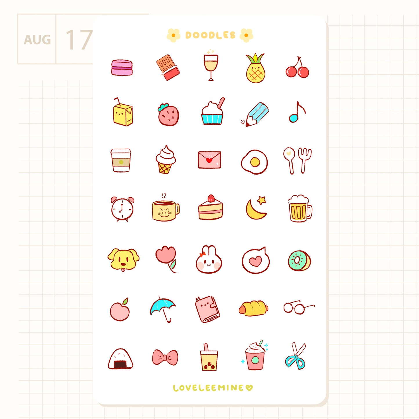 Doodle Icons Sticker Sheet