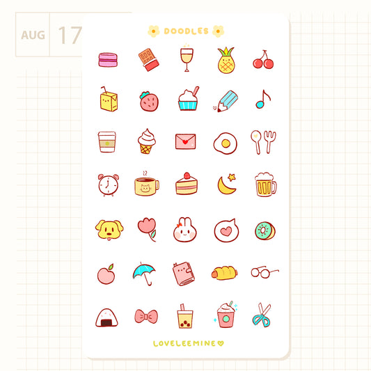 Doodle Icons Sticker Sheet