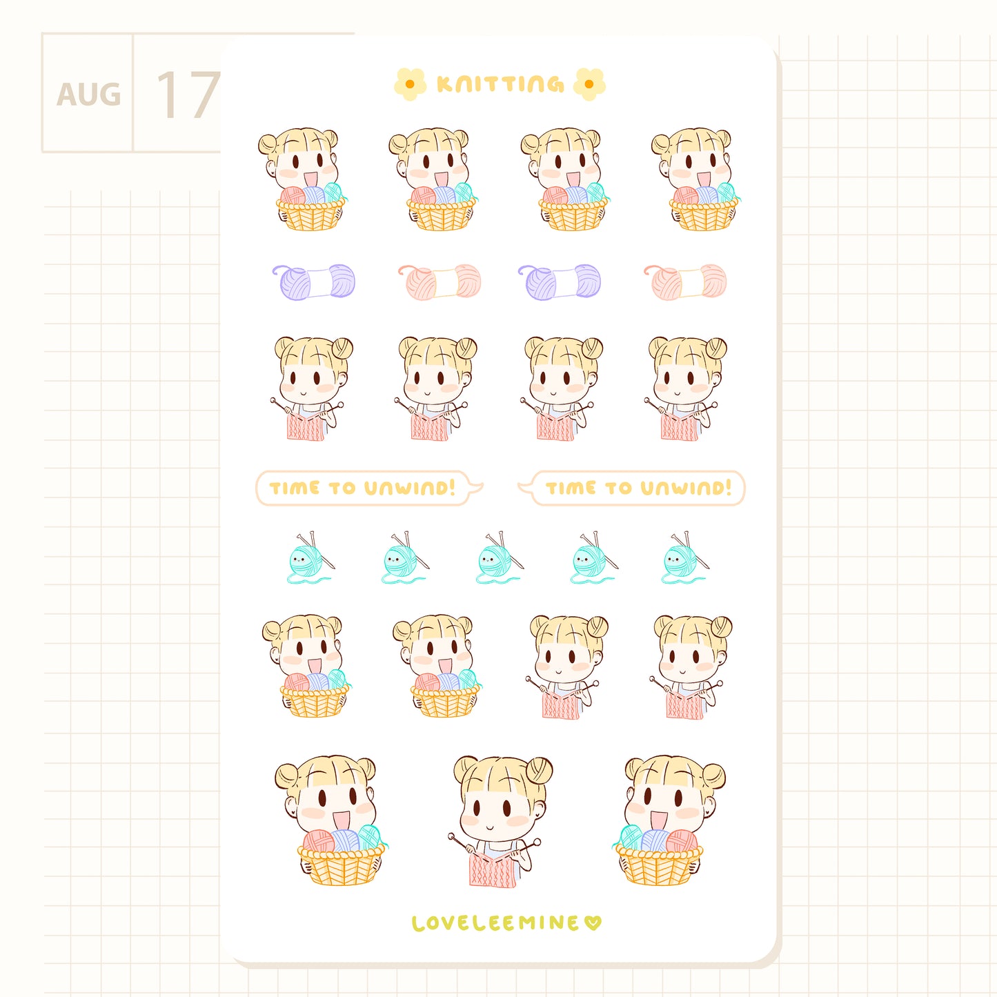 Knitting Sticker Sheet
