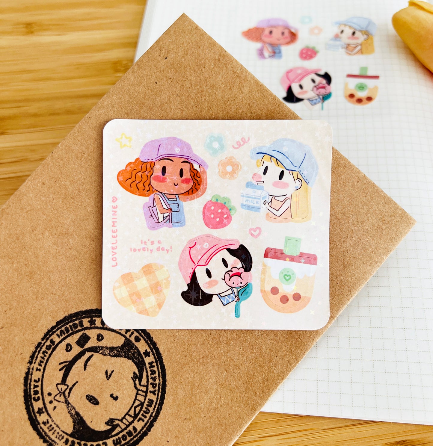 Pastel Cap Mini Sparkle Sticker Sheet