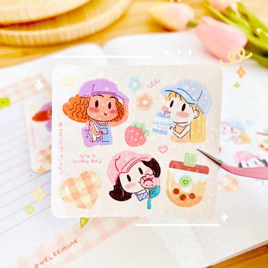 Pastel Cap Mini Sparkle Sticker Sheet