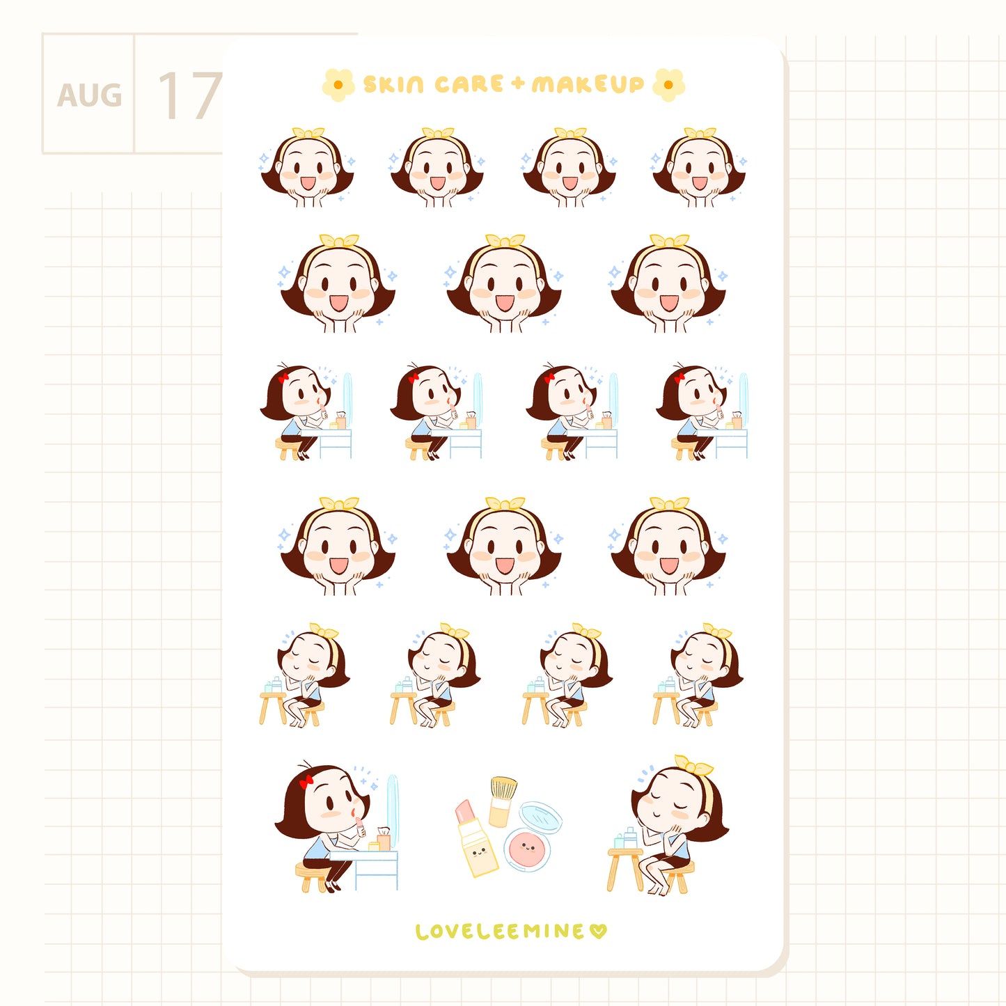 Skincare & Makeup Sticker Sheet