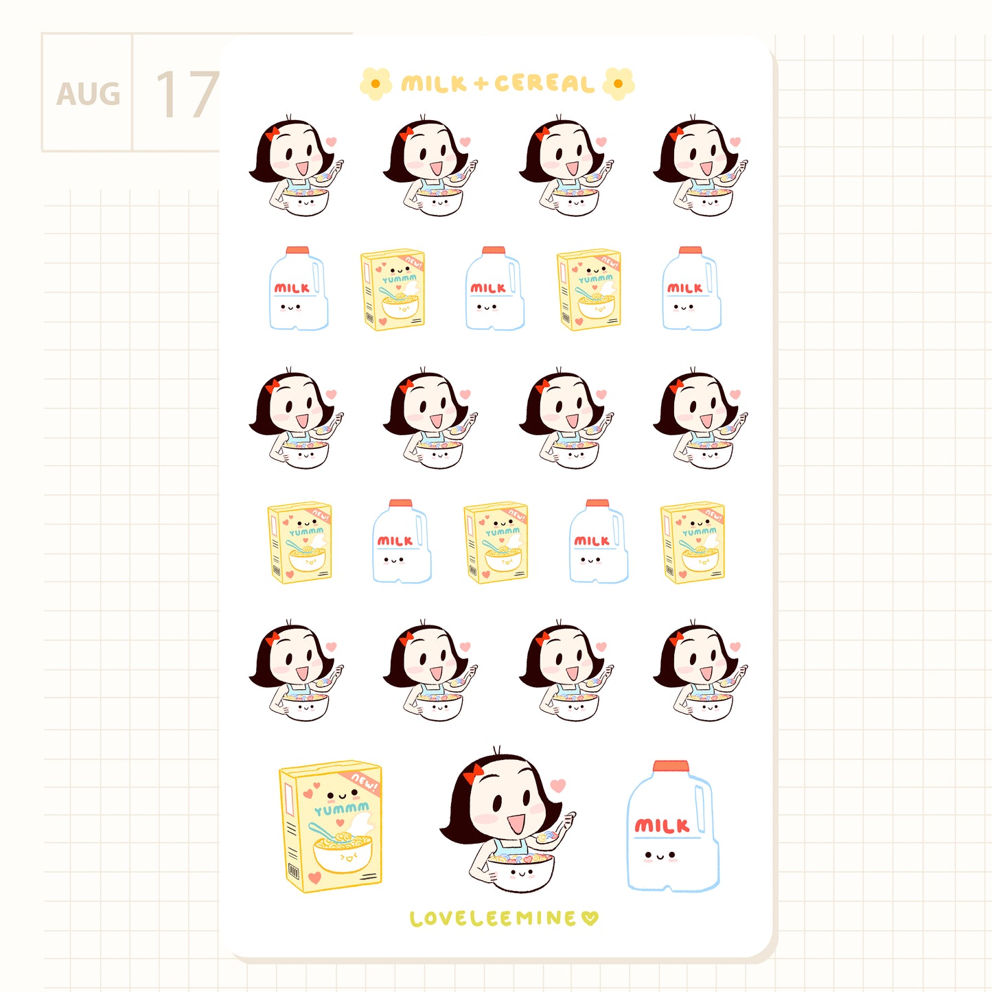 Milk & Cereal Sticker Sheet