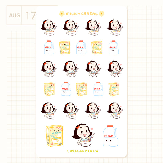 Milk & Cereal Sticker Sheet