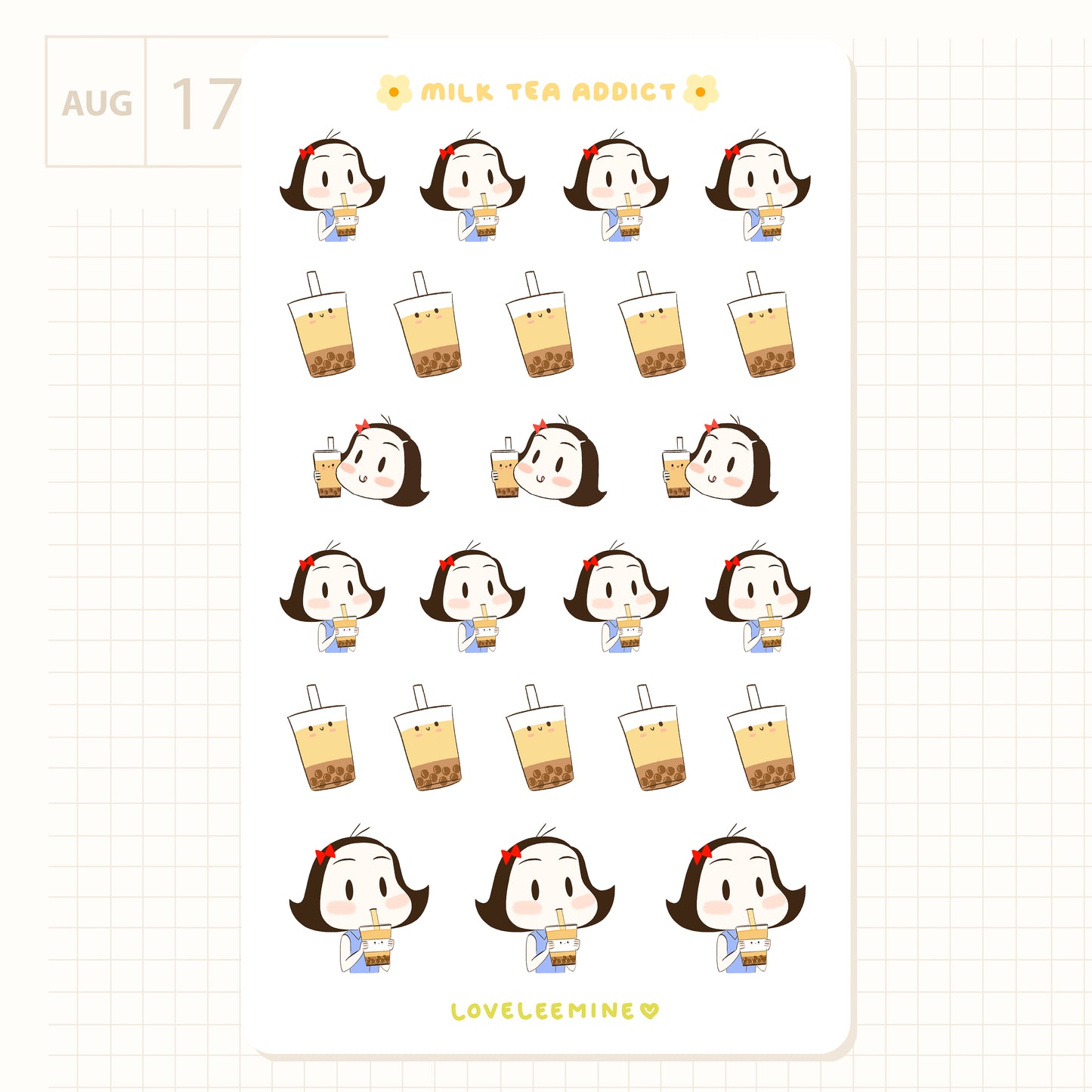 Milk Tea Boba Sticker Sheet