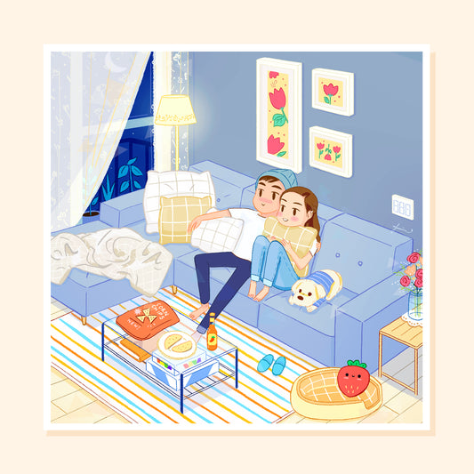 "Movie Night" Art Print