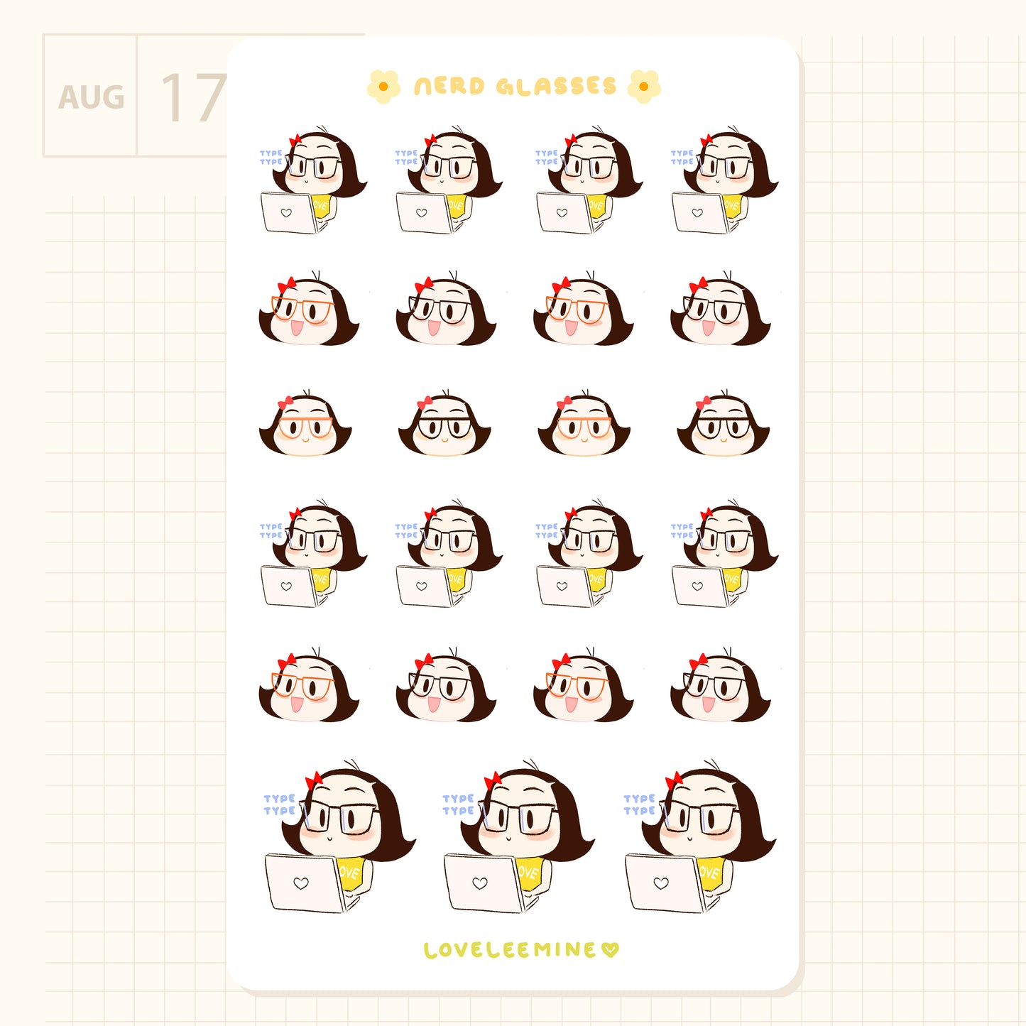 Coco Nerd Glasses Sticker Sheet