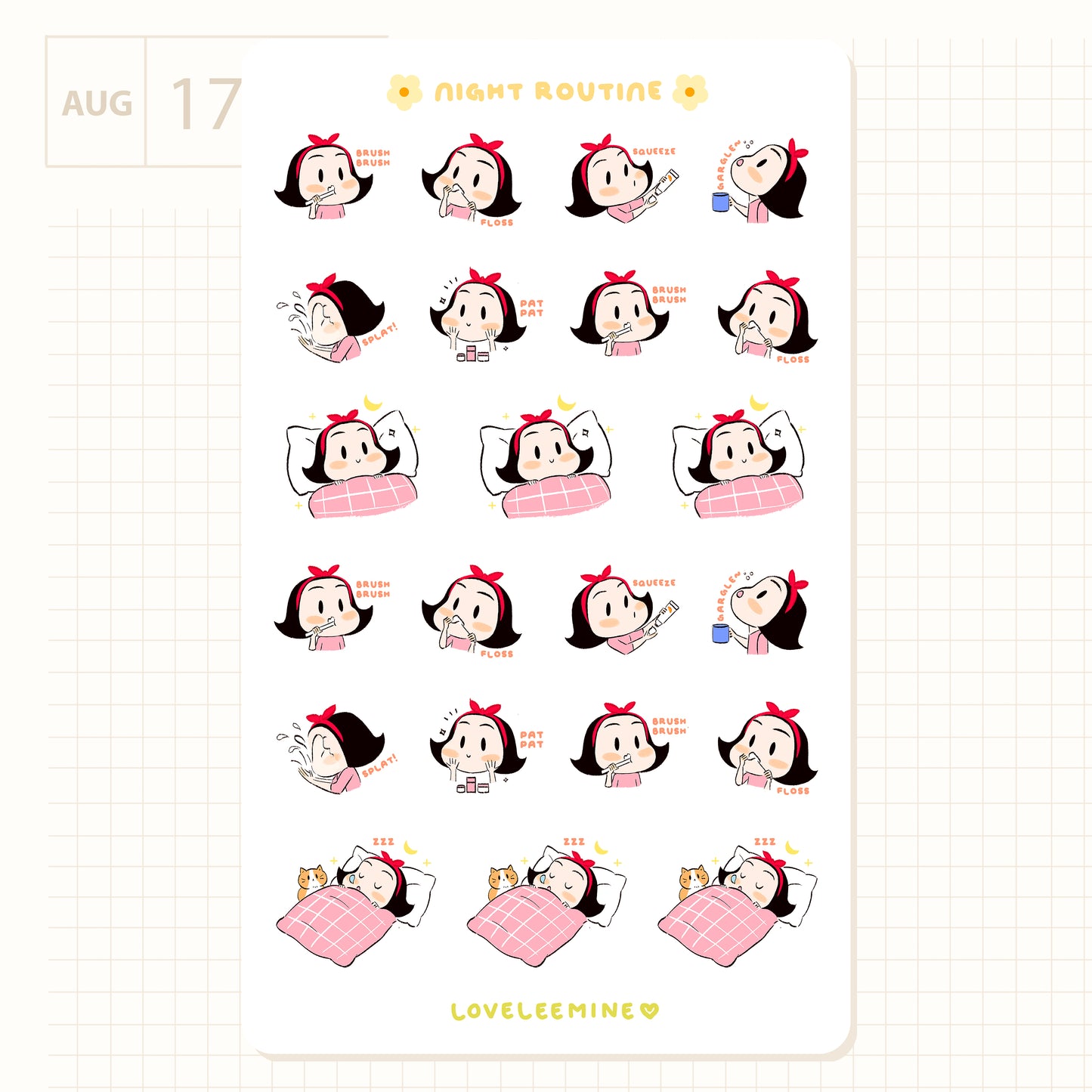 Night Routine Sticker Sheet