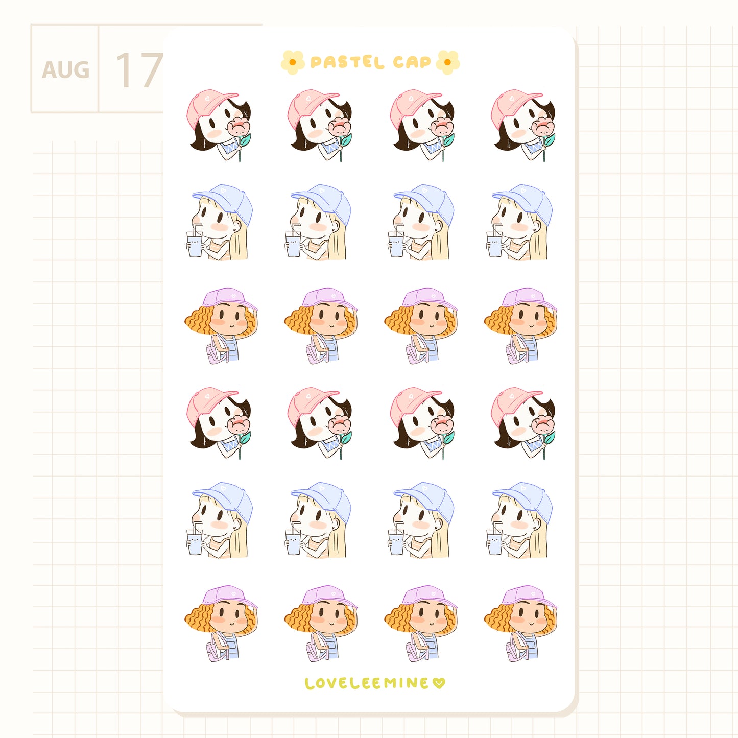 Pastel Cap Sticker Sheet