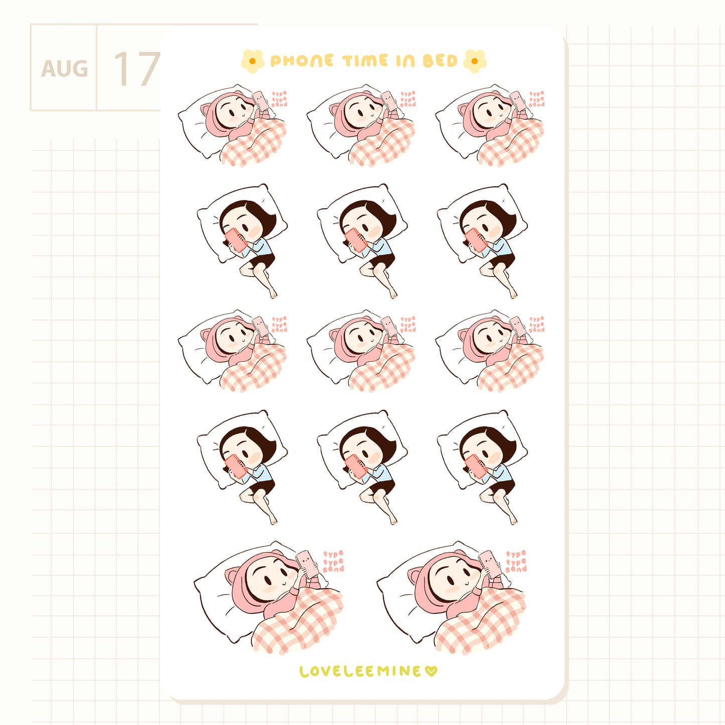 Phone Time In Bed Sticker Sheet