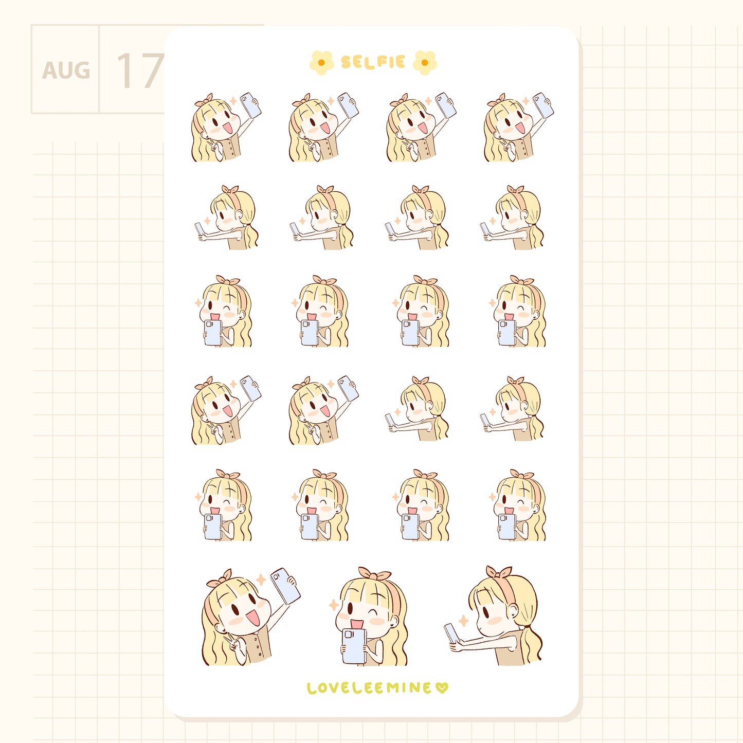 Daisy Selfie Photos Sticker Sheet