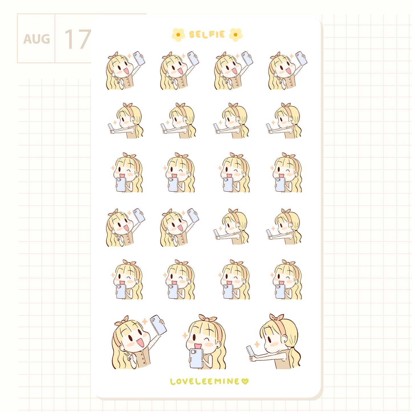 Selfie Photos Sticker Sheet