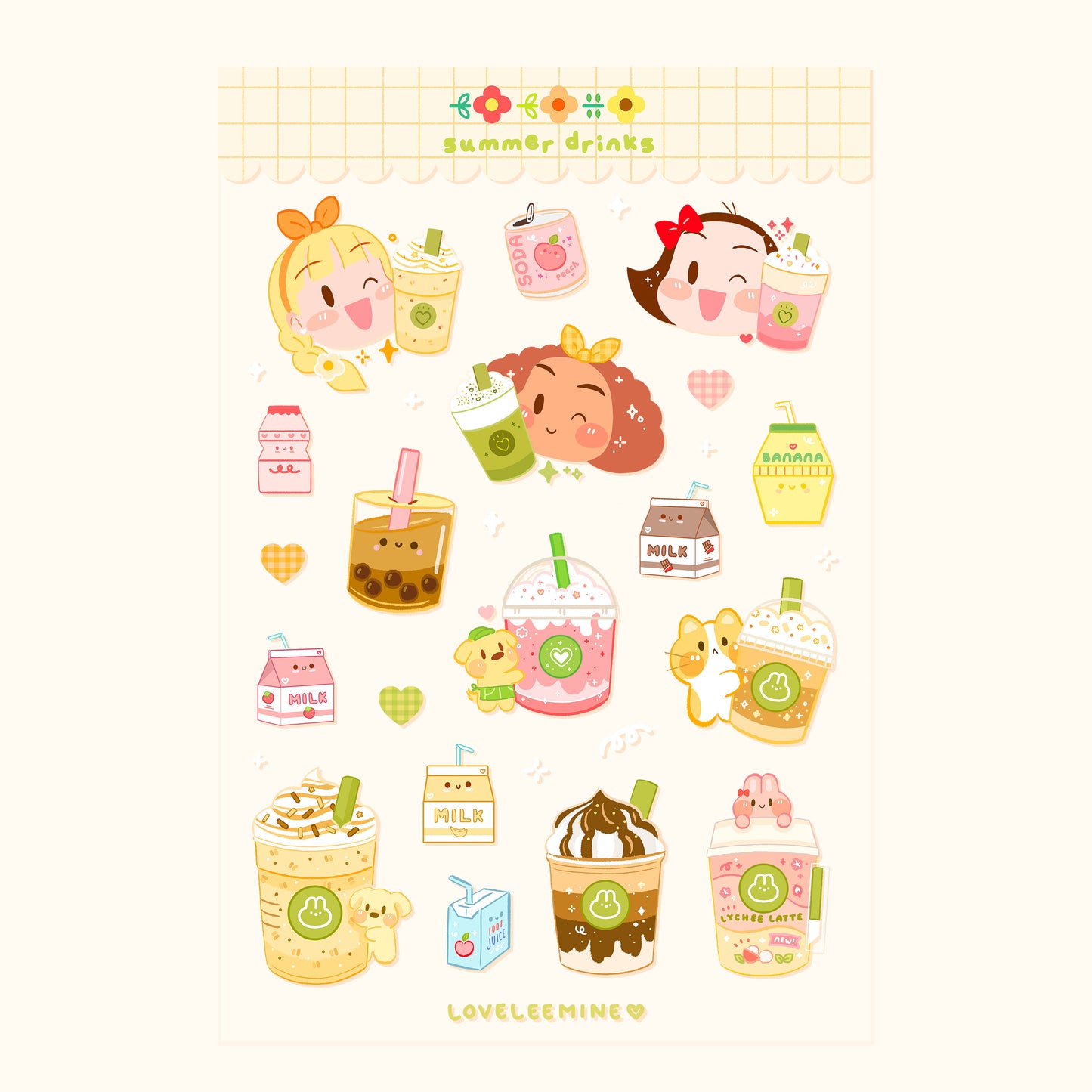 Summer Drinks Clear Sticker Sheet