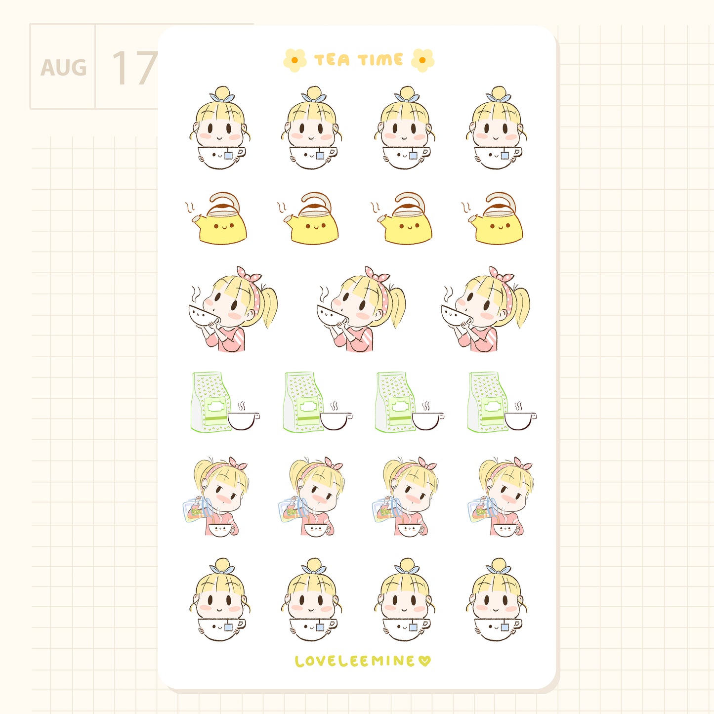 Daisy Tea Time Sticker Sheet