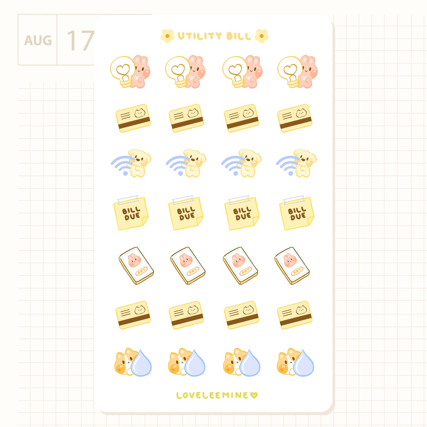 Utility Bills Sticker Sheet