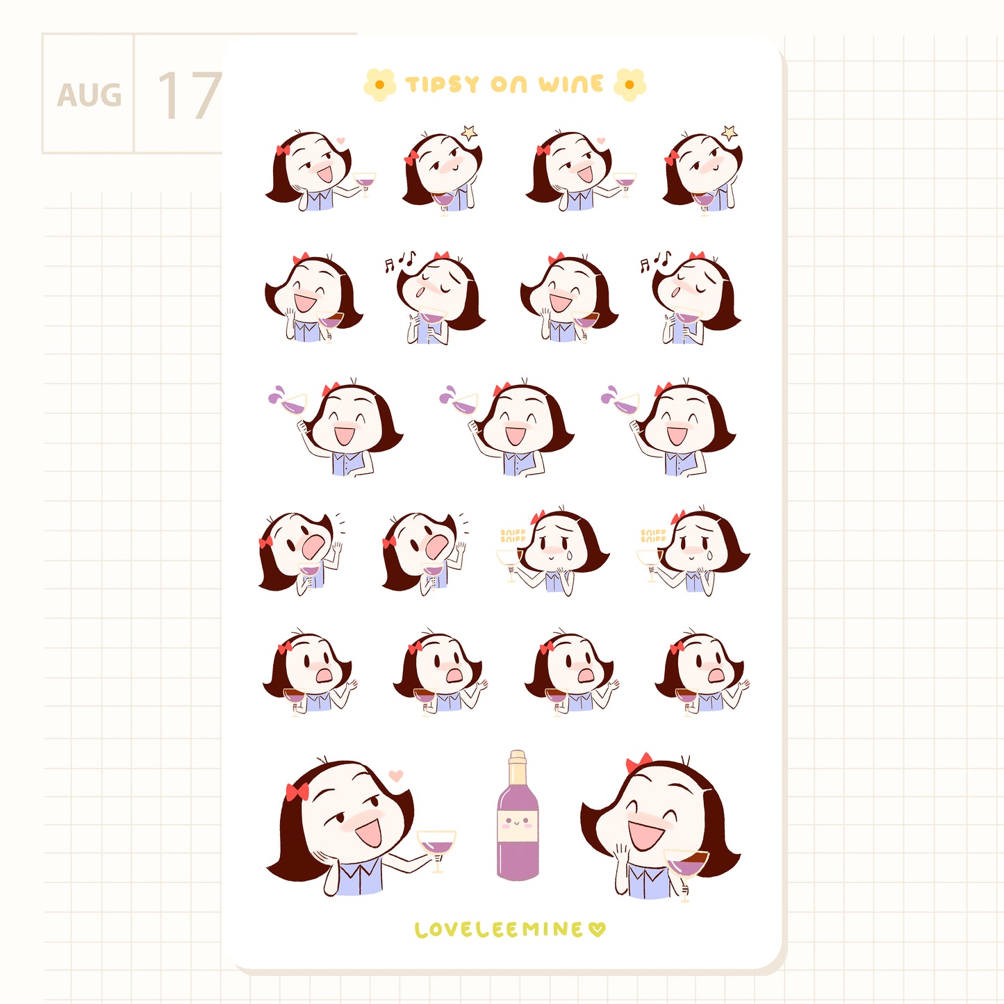 Tipsy On Wine Sticker Sheet