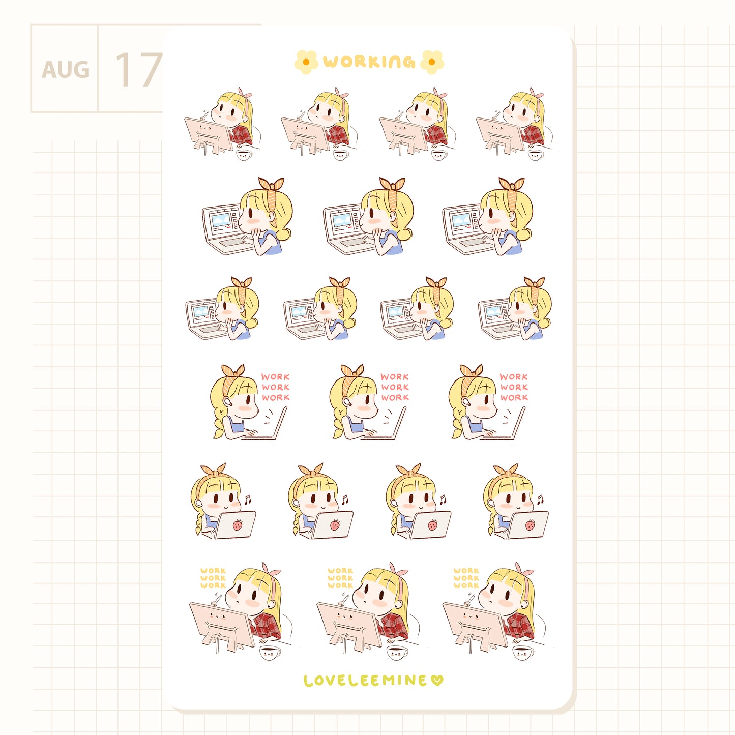 Work Work Work Sticker Sheet