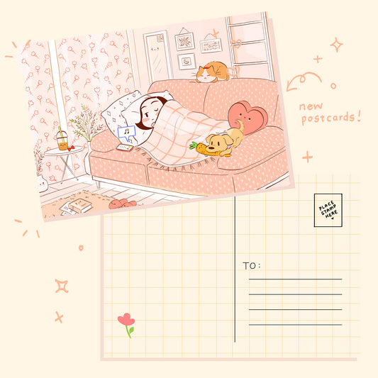 Coco Lazy Morning 4" x 6" Art Postcard