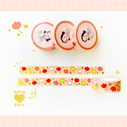 Tulips Gold Foil Washi Tape