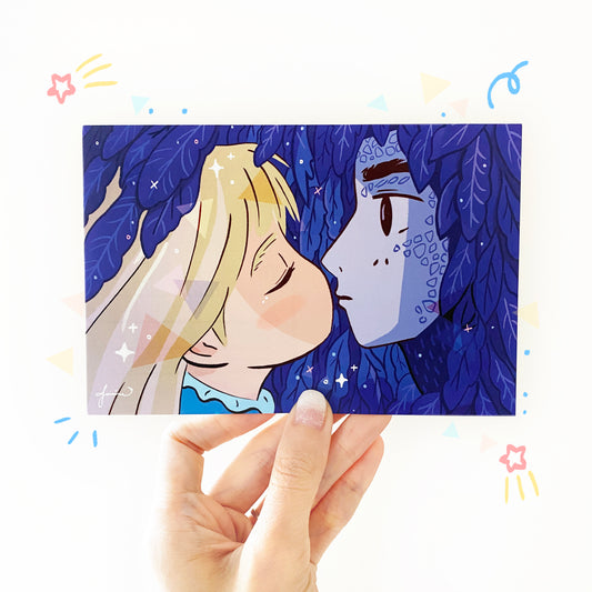 Sophie & Howl Kiss 4" x 6" Art Postcard