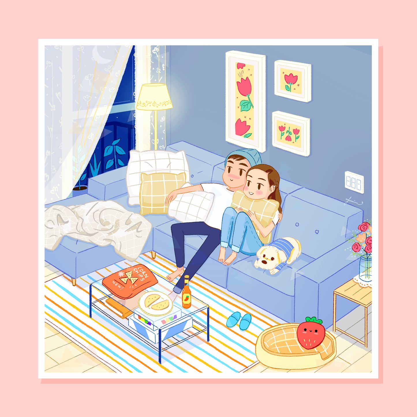 "Movie Night" Art Print