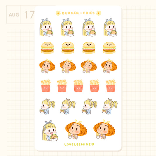 Burger & Fries Sticker Sheet