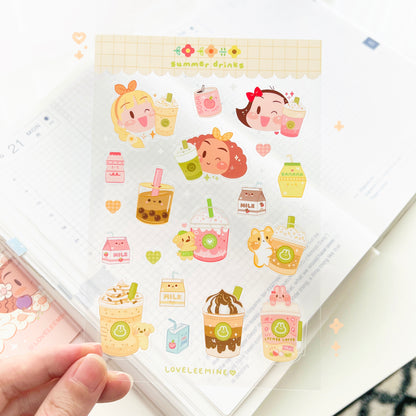 Summer Drinks Clear Sticker Sheet