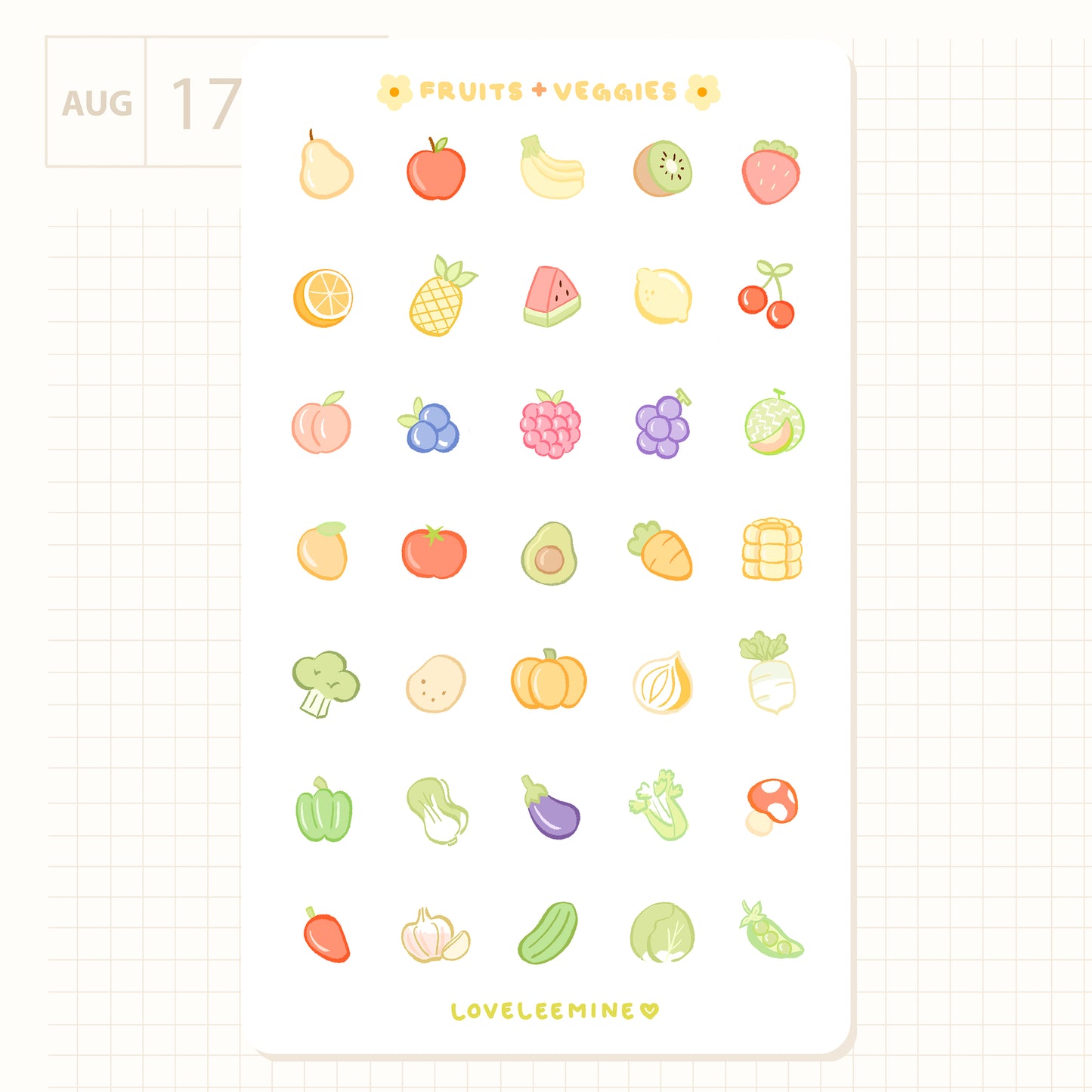 Fruits & Veggies Sticker Sheet