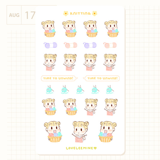 Knitting Sticker Sheet