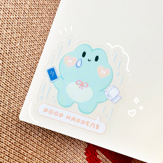 Matcha "Poop Happens" Clear Sticker