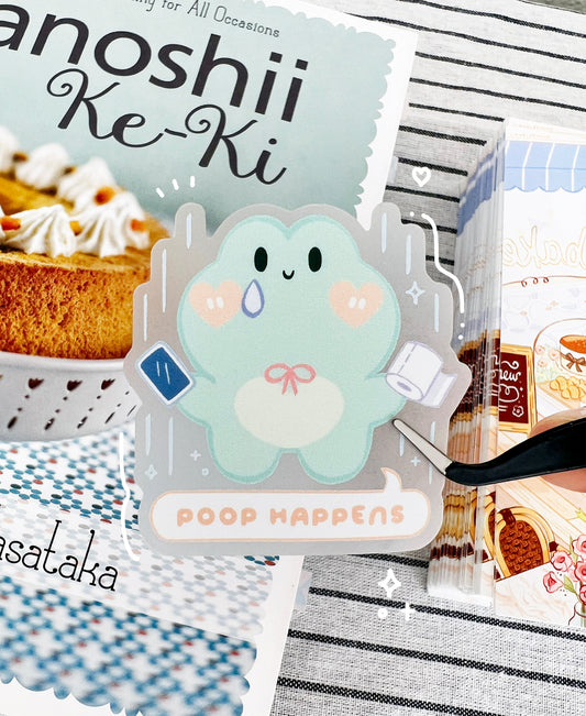 Matcha "Poop Happens" Clear Sticker
