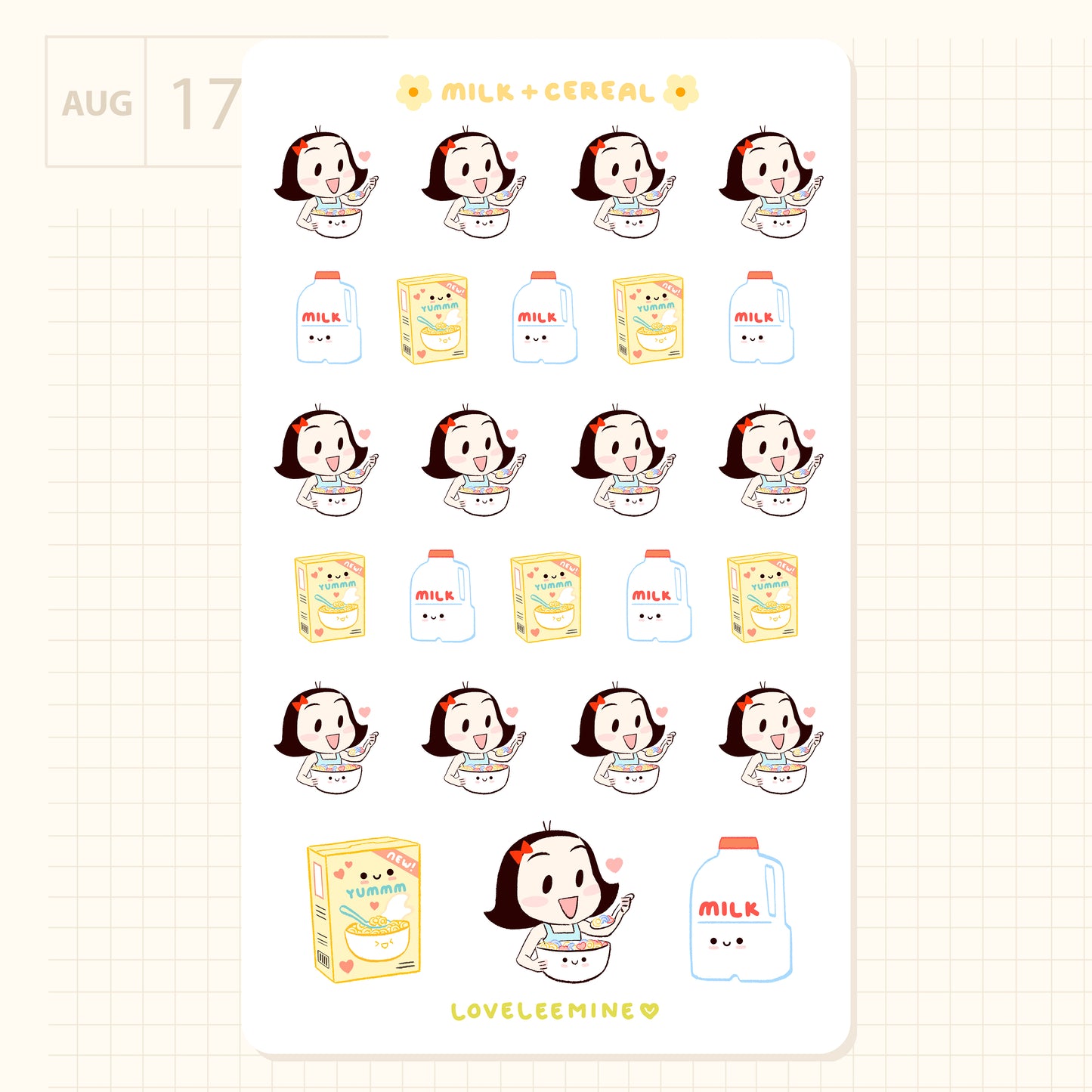 Coco Milk & Cereal Sticker Sheet