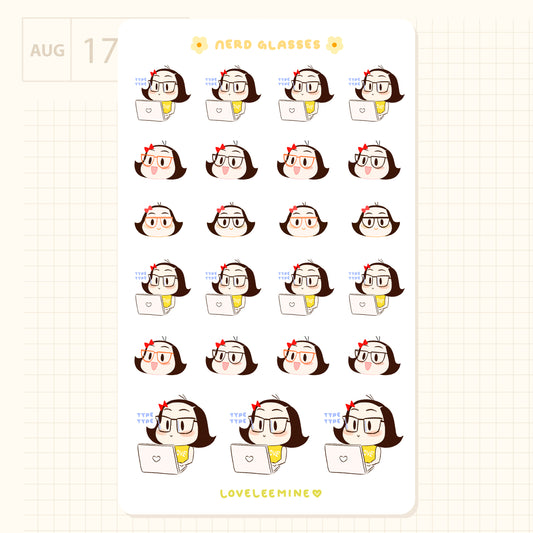 Coco Nerd Glasses Sticker Sheet