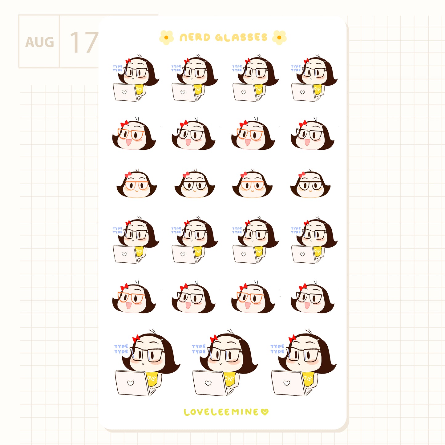 Nerd Glasses Sticker Sheet