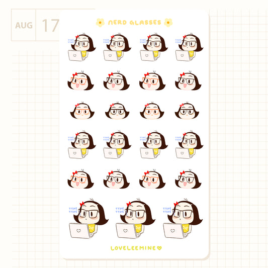 Nerd Glasses Sticker Sheet