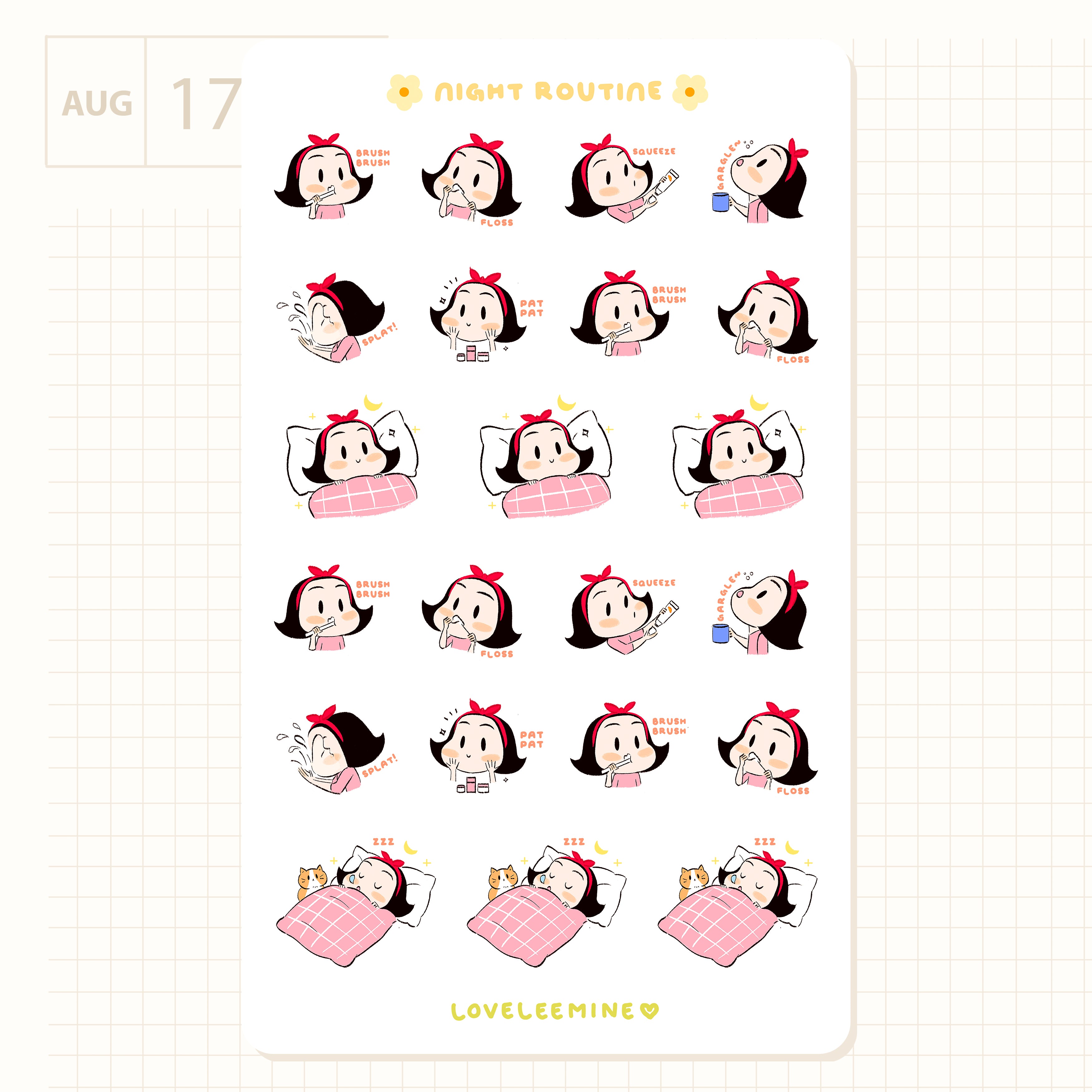 Night Routine Sticker Sheet – loveleemine