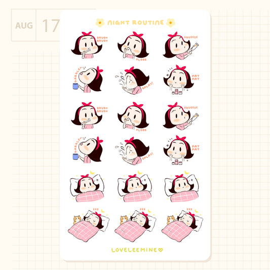 CoCo Night Routine Sticker Sheet