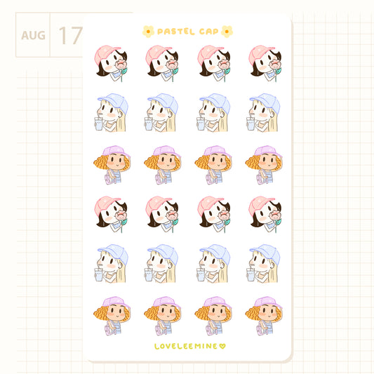 Pastel Cap Sticker Sheet