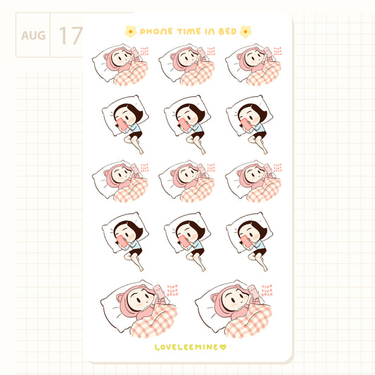 Phone Time In Bed Sticker Sheet