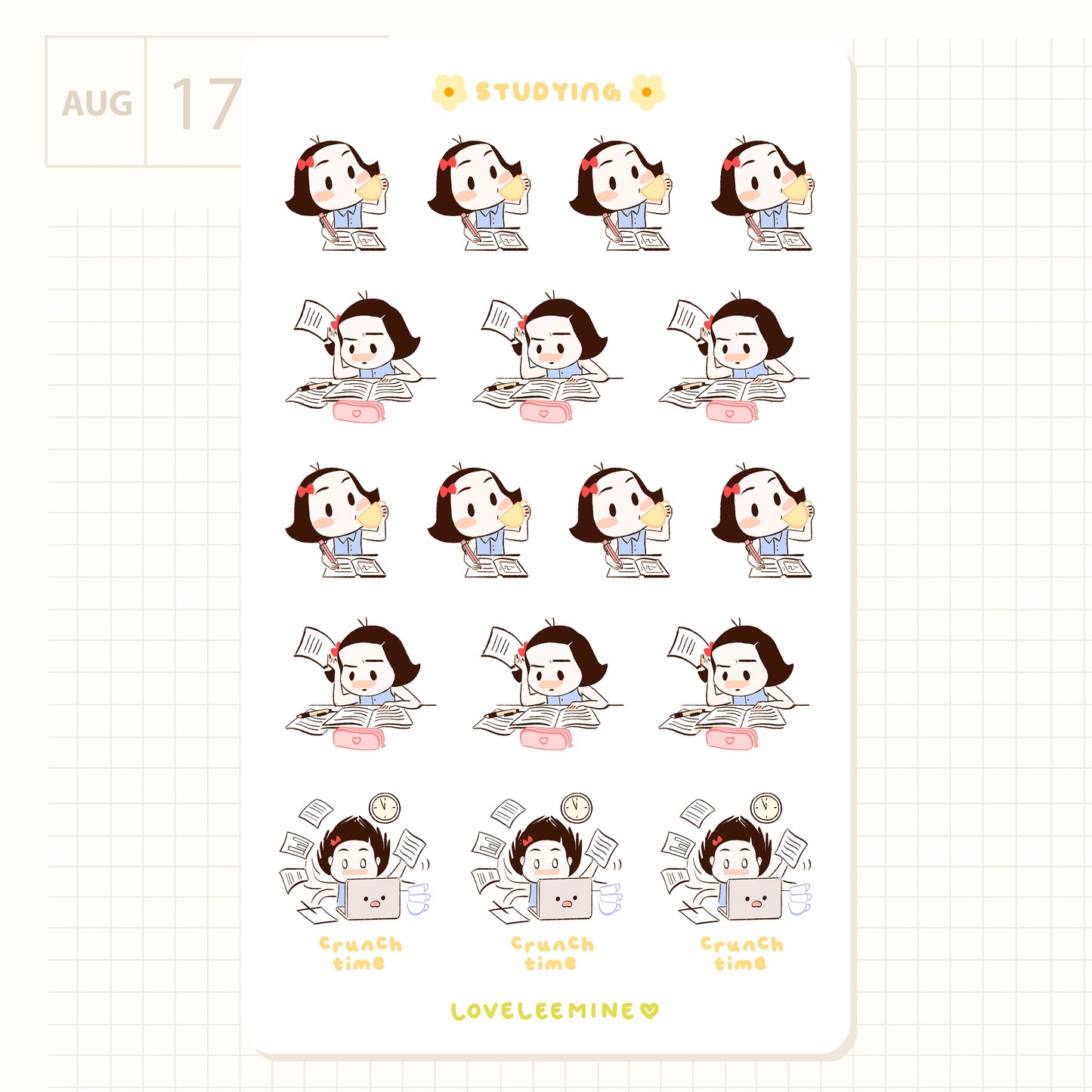 Studying Sticker Sheet