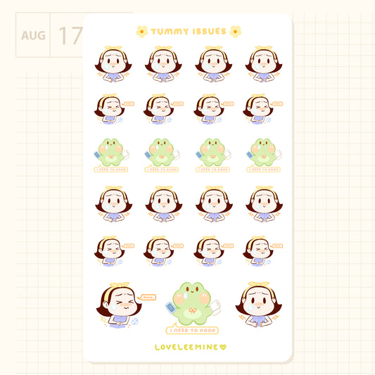 Coco Tummy Issues Sticker Sheet