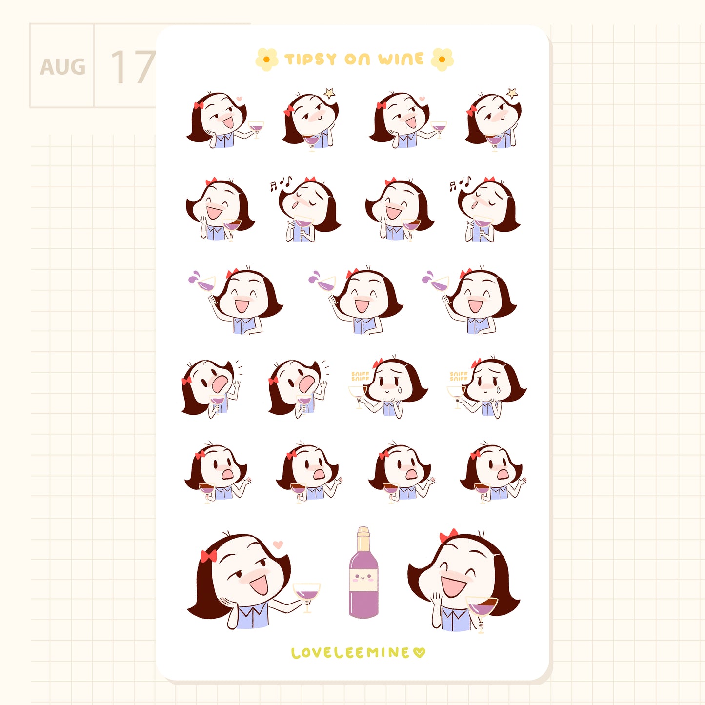 Tipsy On Wine Sticker Sheet
