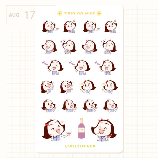 Tipsy On Wine Sticker Sheet